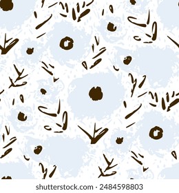 Seamless pattern  with flowers in doodle style. Vector illustration. 