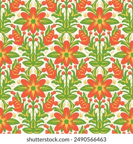Seamless pattern  with flowers in doodle style. Vector illustration. 