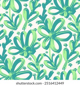 Patrón sin fisuras con flores en estilo doodle. Ilustración vectorial. 