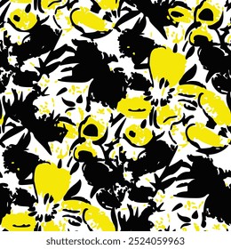 Seamless pattern  with flowers in doodle style. Vector illustration. 