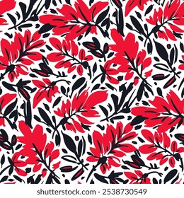 Patrón sin fisuras con flores en estilo doodle. Ilustración vectorial. 