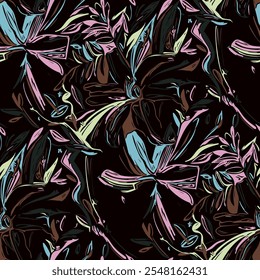 Seamless pattern  with flowers in doodle style. Vector illustration. 