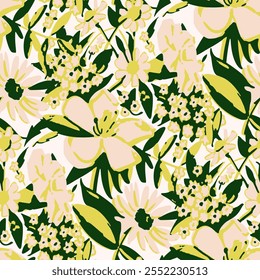 Nahtloses Muster mit Blumen im Doodle-Stil. Vektorgrafik. 