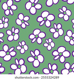 Seamless pattern with flowers in doodle style in vector. Element for decoration postcards poster print background backdrop wrapping wallpaper banner