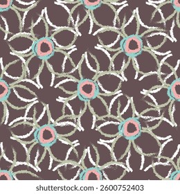 Seamless pattern with flowers in doodle style. Vector illustration