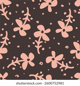 Seamless pattern with flowers in doodle style. Vector illustration