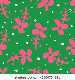 Seamless pattern with flowers in doodle style. Vector illustration