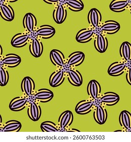 Seamless pattern with flowers in doodle style. Vector illustration