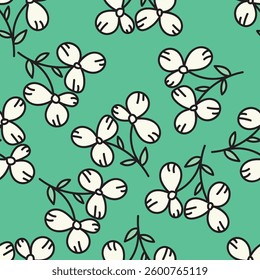 Seamless pattern with flowers in doodle style. Vector illustration