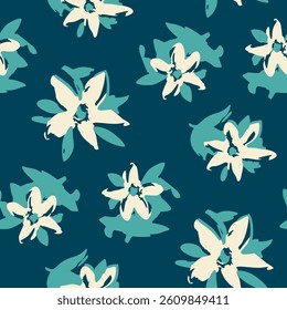 Seamless pattern  with flowers in doodle style. Vector illustration. 