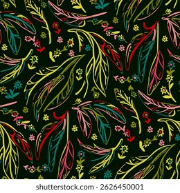 Nahtloses Muster mit Blumen im Doodle-Stil. Vektorgrafik. 