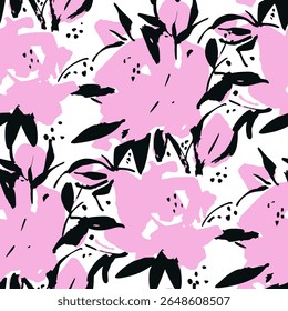 Seamless pattern  with flowers in doodle style. Vector illustration. 