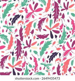 Padrão contínuo com flores em estilo doodle. Ilustração vetorial. 