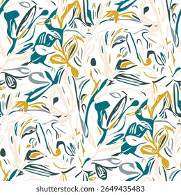 Seamless pattern  with flowers in doodle style. Vector illustration. 