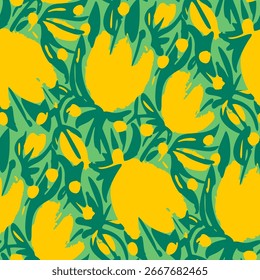 Patrón sin fisuras con flores en estilo doodle. Ilustración vectorial. 