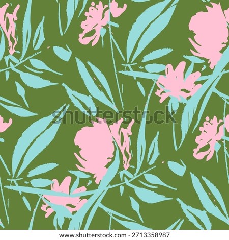 Seamless pattern  with flowers in doodle style. Vector illustration. 