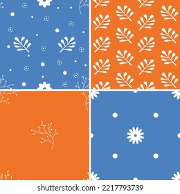 nahtlose Schnittblumen, orangefarbene blaue Stoffgewebe