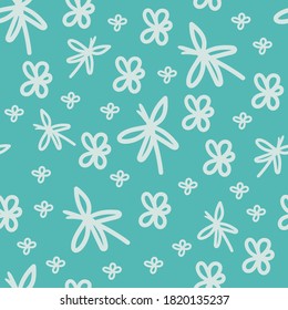Flores sin foco y libélula. Dibujado a mano. Ilustración vectorial.