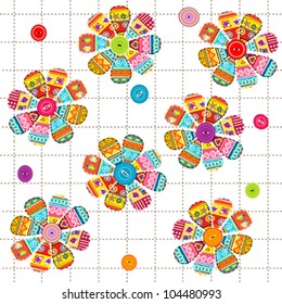 Seamless pattern with flowers with ethnic motifs
