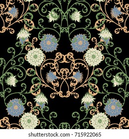 Seamless Pattern with Flowers for Fabric, Textile, Book Cover, Cloth. Vintage Wallpaper Rapport.
