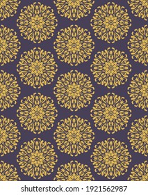 Seamless Pattern from flowers with fiery rays. Modern stylish texture. For print, Textile, wrapping, wallpaper, website, Banner. Simple digital 