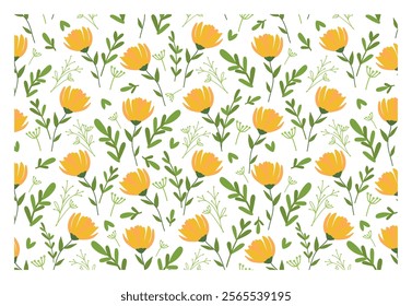 Seamless pattern with flowers. Floral art prints. Vector illustration in flat style