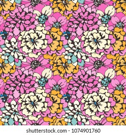 Seamless pattern with flowers. Floral background. Summer print. Fabric design