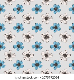 Seamless pattern with flowers. Floral background texture. Fabric design