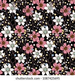 Seamless pattern with flowers. Floral background texture. Fabric design