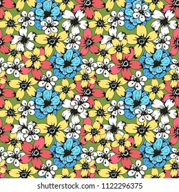 Seamless pattern with flowers. Floral background. Summer print. Fabric design