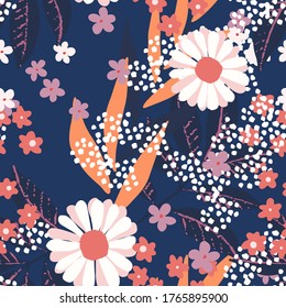 Seamless pattern with flowers. Floral background. Fabric design. Summer print