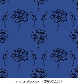 Seamless pattern with flowers. Floral background. flowers isolated on blue background