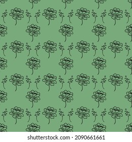 Seamless pattern with flowers. Floral background. flowers isolated on green background