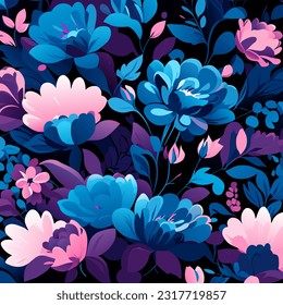 Nahtloses Muster mit Blumen. Blumenhintergrund. Vektorgrafik.