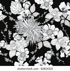 Seamless pattern with flowers. Floral background.