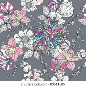 Seamless pattern with flowers. Floral background.