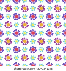 Seamless pattern with flowers. Floral background.Colored flowers isolated on white background