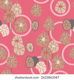 Seamless pattern with flowers and floral elements, nature life, vector illustration