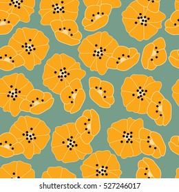 Seamless pattern with flowers and floral elements, nature life, vector illustration