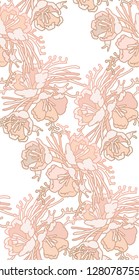 Seamless pattern of flowers. Floral illustration. Botanic atrwork.