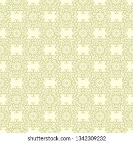 Seamless pattern with flowers. Floral olive green background