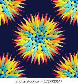 Seamless pattern with flowers. Floral stylish modern wallpaper. 3d vector illustration. 