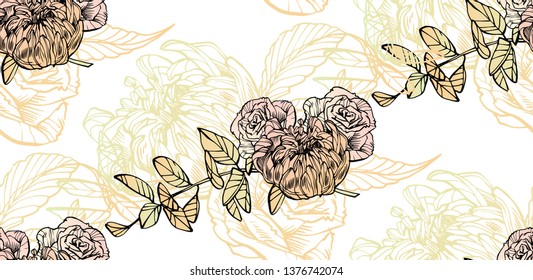 Seamless pattern of flowers. Floral vector illustration.