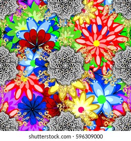 Seamless pattern with flowers. Floral watercolor seamless background. Vector textile print for bed linen, jacket, package design, fabric and fashion concepts.