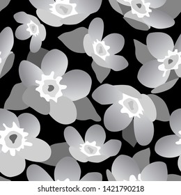 seamless pattern of flowers forgotten in monochrome colors
