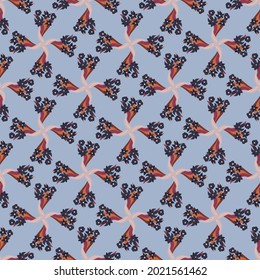 seamless pattern of flowers in the form of a symmetrical ornament in pastel colors for prints on fabrics, clothing, packaging, ceramics, bedding and for interior decoration, postcards, covers
