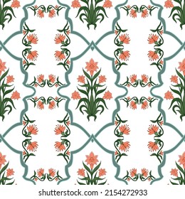 Seamless pattern with flowers and frames. Trendy vector print