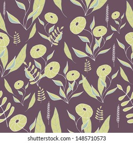 seamless pattern with flowers, freehand drawing