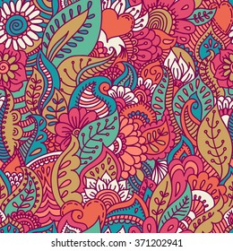 Seamless pattern with flowers. Freehand drawing
