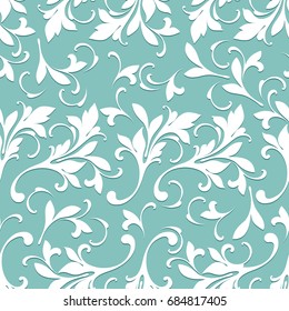 Seamless pattern with flowers. Frost background. Lace on blue.